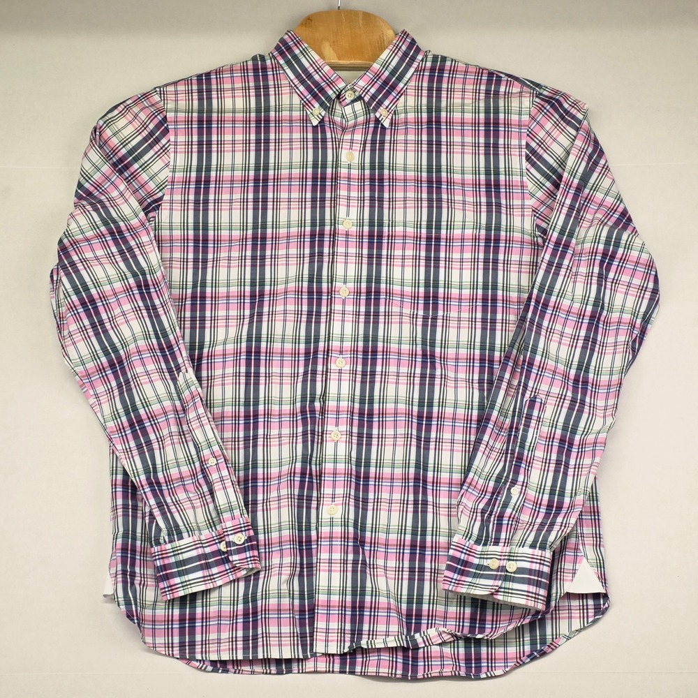Brooks‎ Brothers Plaid Shirt Men's XL Pink Blue Green White Long Sleeve Casual - Picture 2 of 7